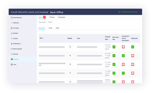 Back office tool screenshot about managing member enagement.